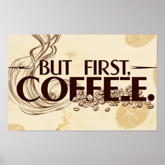 Coffee Lover Quote poster stoomwervelingen (Voorkant)