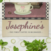 Coffee Lover Retro Café Diner Theedoek (Gevouwen)