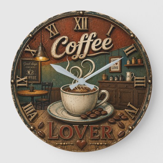 Coffee Lover Rustic Shop Grote Klok (Voorkant)