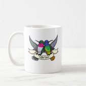 Coffee Lover Tattoo Style Hummingbirds & Ribbon Koffiemok (Links)