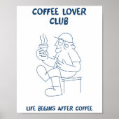 Coffee Lover Wall Art Poster Minimalist Line Art (Voorkant)