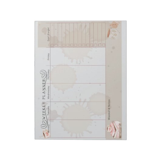 Coffee lover Weekly planner Notitieblok (Linkerzijde)