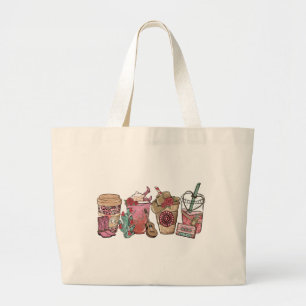 Coffee Lover Western Cowboy Thema Grote Tote Bag