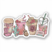 Coffee Lover Western Cowboy Thema Sticker (Voorkant)
