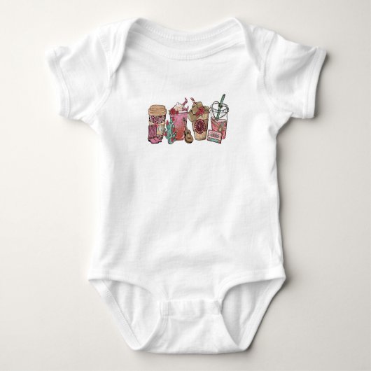 Coffee Lover Westerne Cowboy Theme Baby Romper (Voorkant)