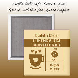 Coffee lovers custom name peach brown magneet