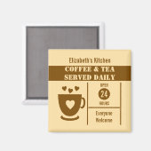 Coffee lovers custom name peach brown magneet (Voorkant / Achterkant)
