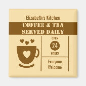 Coffee lovers custom name peach brown magneet (Voorkant)