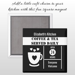 Coffee lovers custom name white black magneet