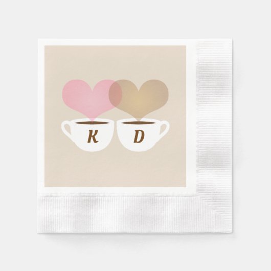 Coffee Lovers Custom Wedding Monogram Initialen Servet (Voorkant)