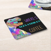 Coffee lovers Funny Dinosaur citaat Kartonnen Onderzetters (Schuin)