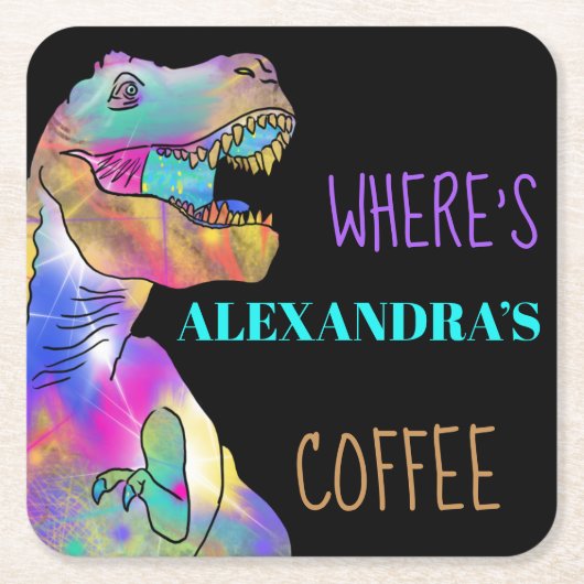 Coffee lovers Funny Dinosaur citaat Kartonnen Onderzetters (Voorkant)
