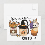 Coffee Lovers Funny Halloween Witch Greeting Briefkaart (Voorkant / Achterkant)