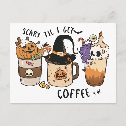 Coffee Lovers Funny Halloween Witch Greeting Briefkaart (Voorkant)