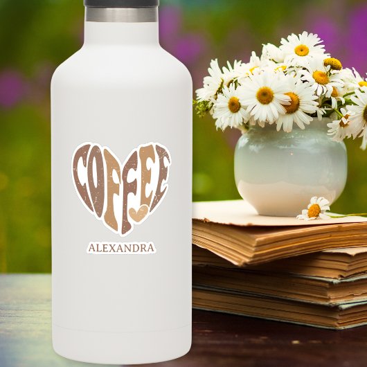 Coffee Lover's Heart Contour Custom-Cut Sticker