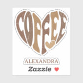 Coffee Lover's Heart Contour Custom-Cut Sticker (Vel)