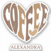 Coffee Lover's Heart Contour Custom-Cut Sticker (Voorkant)