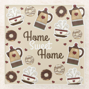 Coffee Lovers Home Sweet Home Glazen Onderzetter