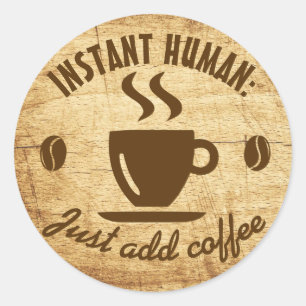 Coffee Lover's Humor Weathered Wood Typografie Ronde Sticker