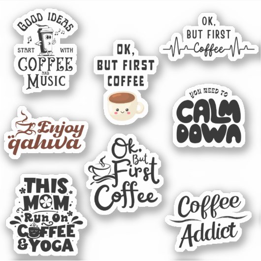 Coffee Lovers Pack set Typography Funny Sticker (Voorkant)