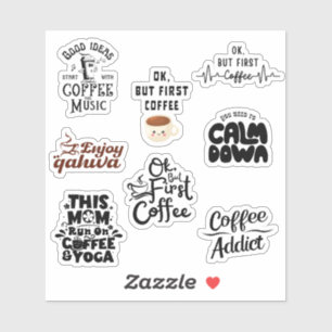Coffee Lovers Pack set Typography Funny Sticker