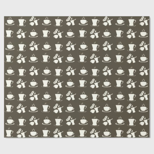 Coffee Lovers Pattern on Brown Cadeaupapier (Vlak)