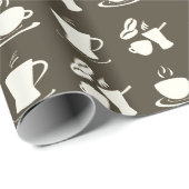 Coffee Lovers Pattern on Brown Cadeaupapier (Rol Hoek)