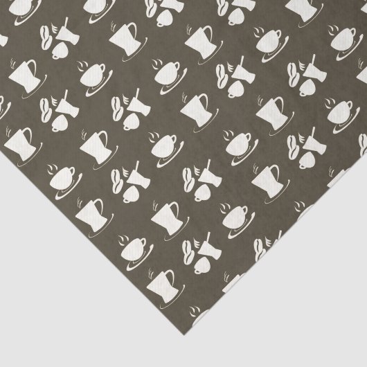 Coffee Lovers Pattern on Brown Tissuepapier (Detail)