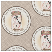 Coffee Lovers Rustic Mason Jar Fabric Stof (Close Up)