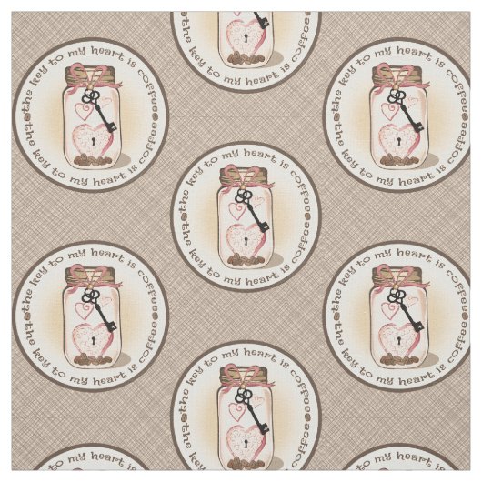 Coffee Lovers Rustic Mason Jar Fabric Stof (Swatch)