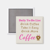 Coffee lovers to do list brown pink magneet (Voorkant / Achterkant)