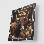 Coffee Loving Bull Vierkante Klok (Hoek)