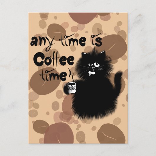 Coffee loving cat briefkaart (Voorkant)