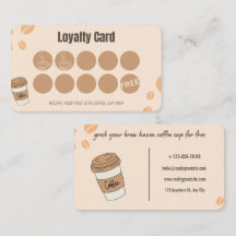 Coffee Loyalty Card Beige Boho Stempel Beloning