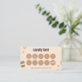 Coffee Loyalty Card Beige Boho Stempel Beloning (Staand voorkant)