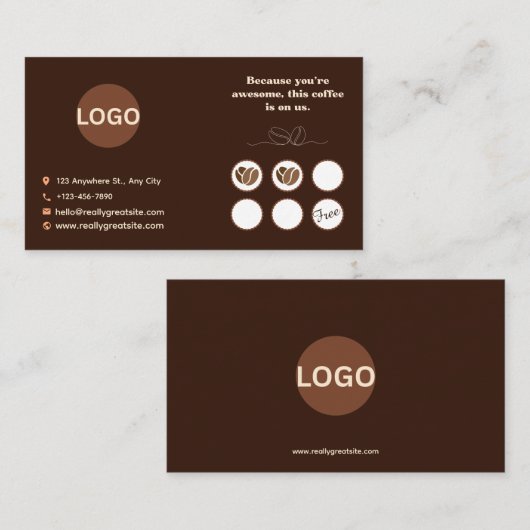 Coffee Loyalty Card Bruin Minimalistisch Design (Voorkant / Achterkant)