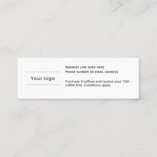 Coffee Loyalty Kaart, schoon en eenvoudig, budget (Achterkant)