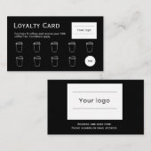 Coffee Loyalty Kaart, Schoon en eenvoudig zwart (Voorkant / Achterkant)