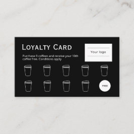 Coffee Loyalty Kaart, Schoon en eenvoudig zwart