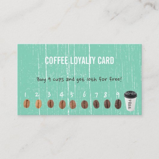 Coffee Loyalty Kaarten  groen hout (Voorkant)