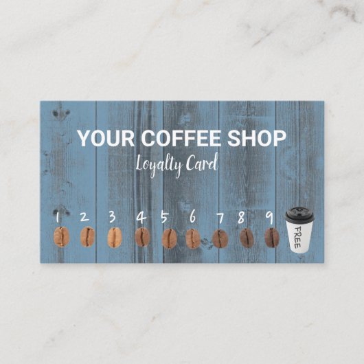 Coffee Loyalty Kaarten Rustic Dusty Blue Barn Wood (Voorkant)