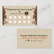 Coffee Loyalty Ponskaart Bruine Cafe Stijl