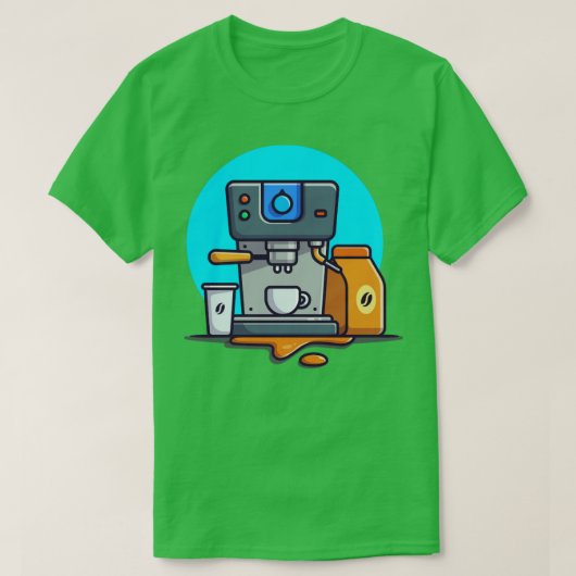 Coffee Machine Espresso Mokken Cup en koffieverpak T-shirt (Design voorkant)