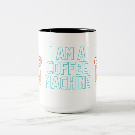 Coffee Machine Funny citeert Klassieke Mok, 11 oz Tweekleurige Koffiemok (Center)