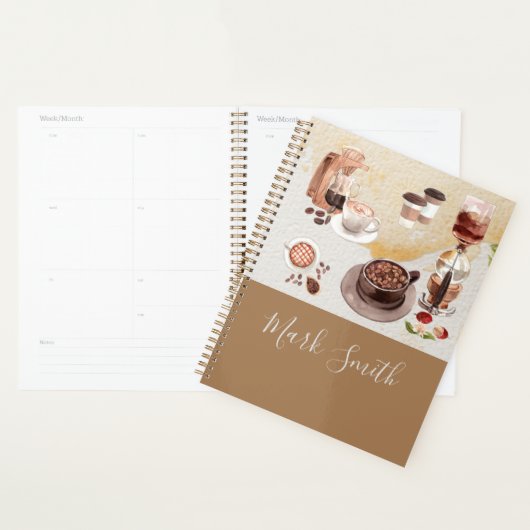 Coffee Maker boonboon waterverf met naamscript Planner (Display)