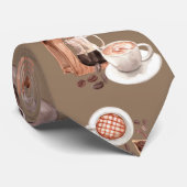 Coffee Maker cup waterverf bruin Stropdas (Opgerold)