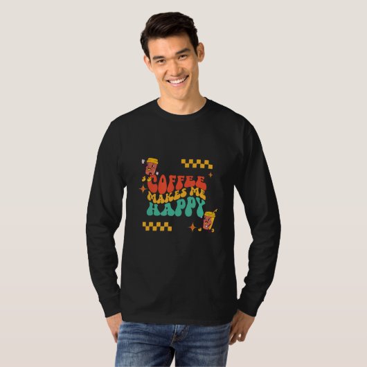 Coffee makes me happy t-shirt (Voorkant volledig)
