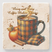 Coffee Makes Things Happen Stenen Onderzetter (Voorkant)