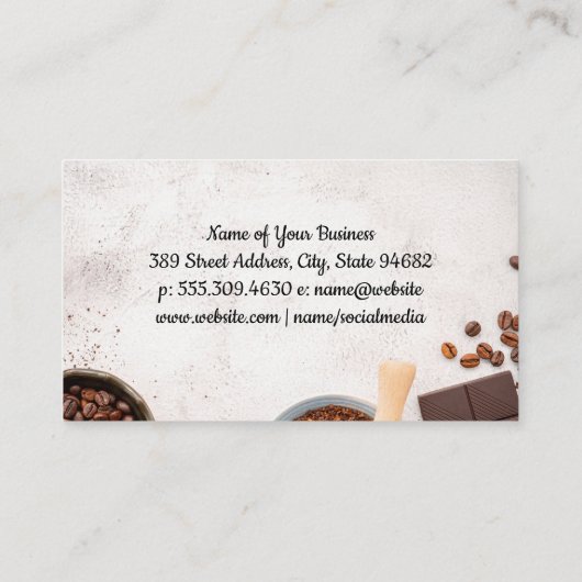 Coffee Making Supply on Table Visitekaartje (Achterkant)