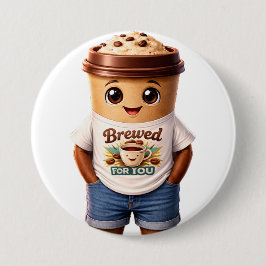 Coffee Man – Fun Design for True Caffeine Kings Ronde Button 7,6 Cm